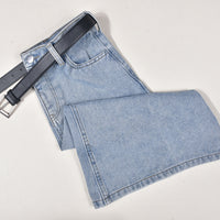 Denim Stitching Elastic Slim Flare 3 Piece Pants