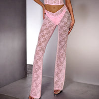 Laced Mesh See Through Flared Pants