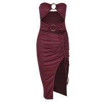 Sleeveless Silk Wrapped Chest A Line Party Dress