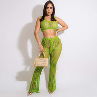 Summer Beach Cover Ups Top And Pants Suit