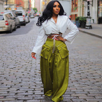 Detachable Three Dimensional Pocket Wide Leg Pants