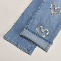 Stretch Washed Straight Heart Cut Out Pants