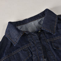 Short Sleeve Buttoned Hem Denim Jacket