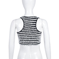 Sleeveless Black White Striped Slim Fit Tank Top