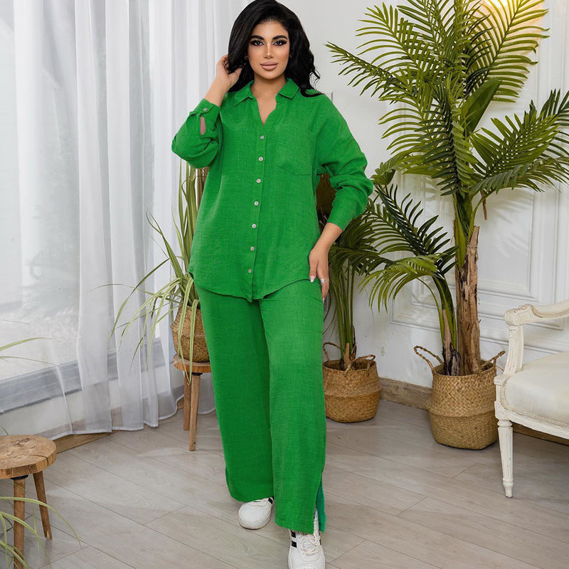 Loose Fit Long Sleeve Comfortable Home Pajama Set