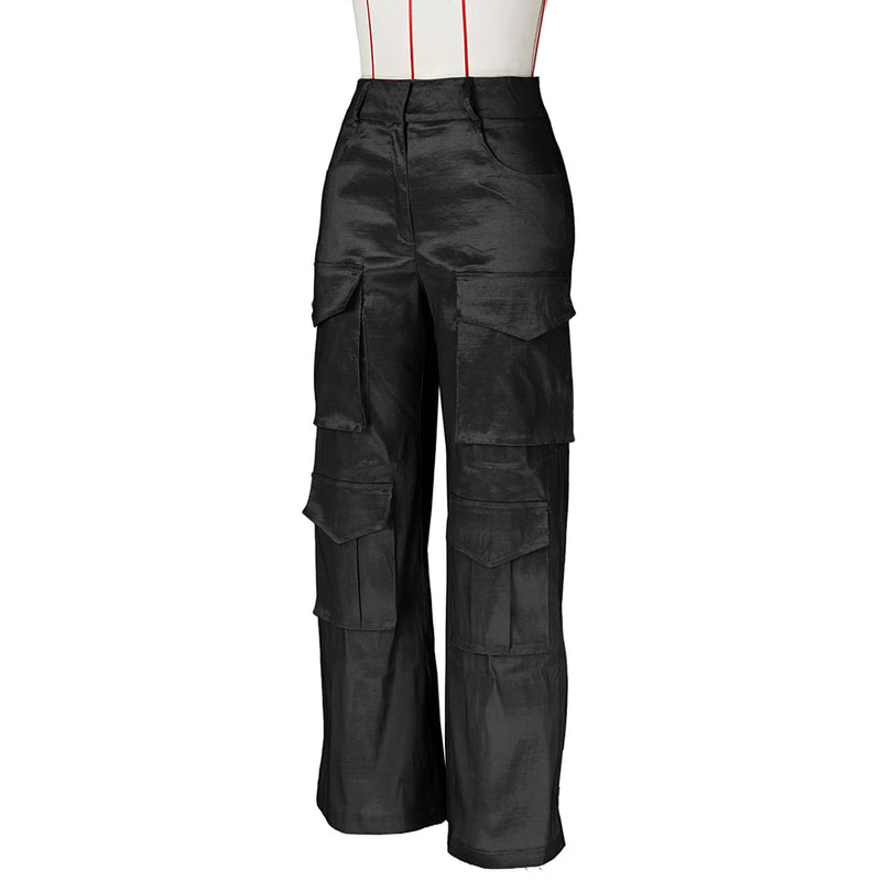 High Waist Multi Pockets Cargo Long Pants