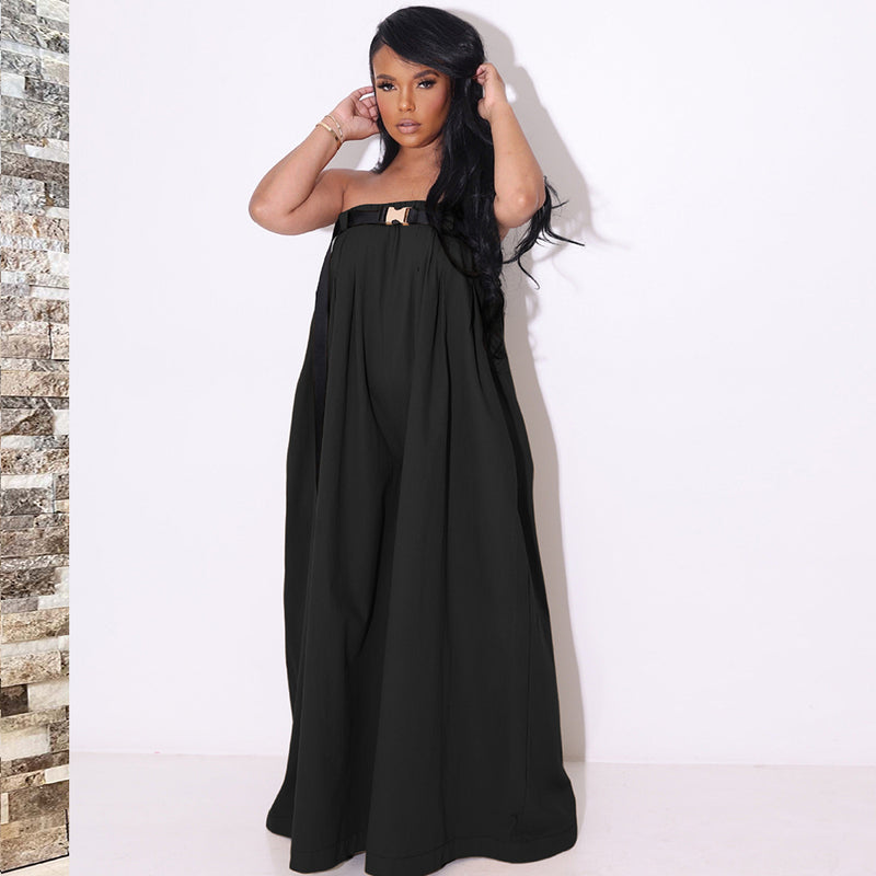 Off Shoulder Wide Leg Loose Fit Casual Jumpsuit