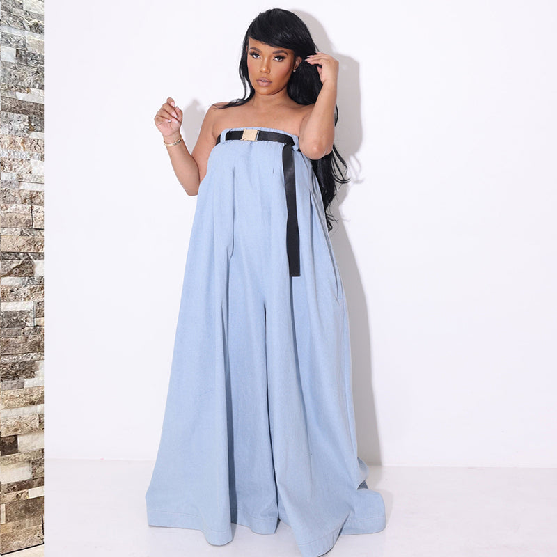 Off Shoulder Wide Leg Loose Fit Casual Jumpsuit