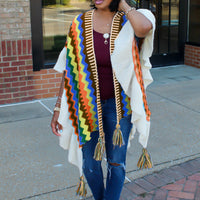 Geometric Knitted Hand Hook Tassel Cardigan