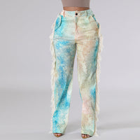 Graphic Printed Tassel Straight Casual Long Pants