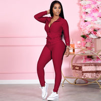 Long Sleeve Textured Trainning Jacket Pants Suit