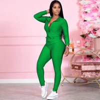 Long Sleeve Textured Trainning Jacket Pants Suit