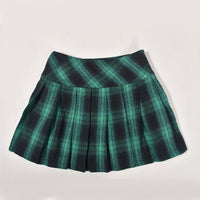 Plaid Halter Neck Crop Top Pleated Mini Skirt