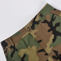 Roll Up Hem Zipper Casual Army Shorts