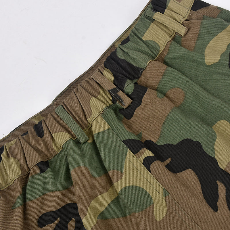 Roll Up Hem Zipper Casual Army Shorts