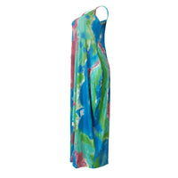 Tie Dyed Printed Casual Loose Fit Maxi Dress With Pocket