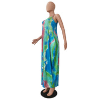 Tie Dyed Printed Casual Loose Fit Maxi Dress With Pocket